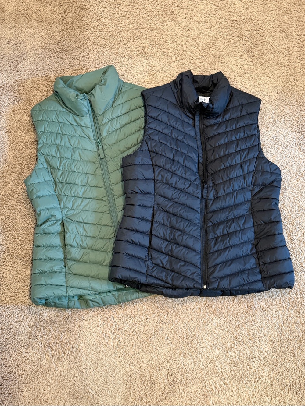 Lightweight Quilted Vest Lot of 2 - Sage Green & Black